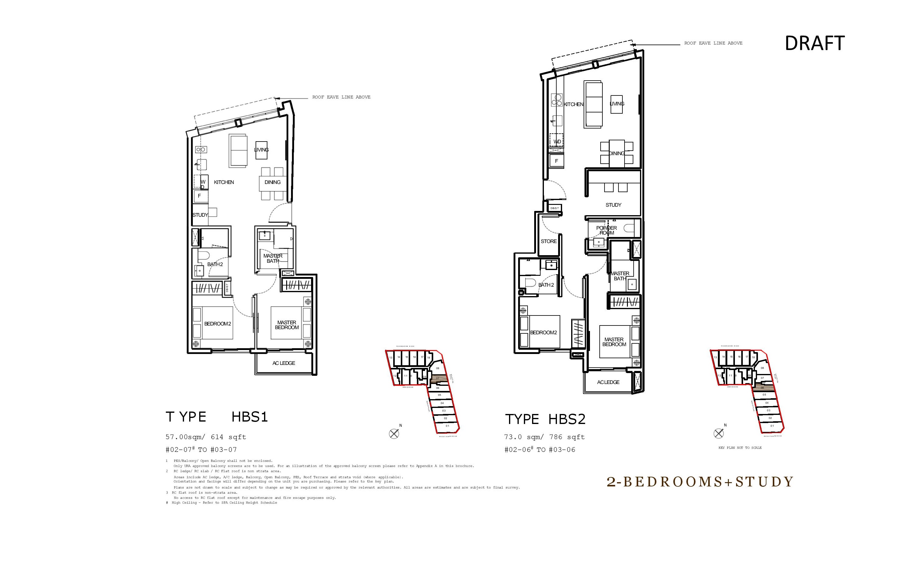 1953 Type HBS2 · 2-Bedroom + Study floor plan