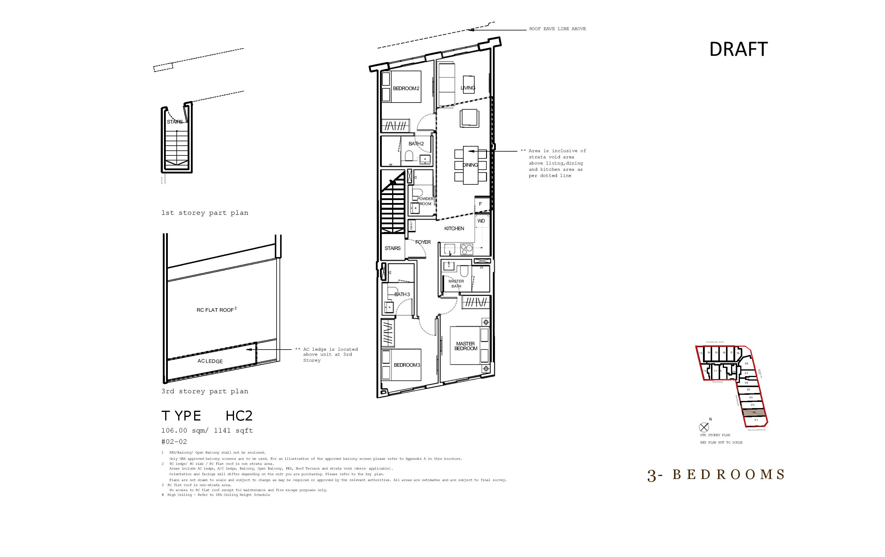 1953 Type HC2 · 3-Bedroom floor plan