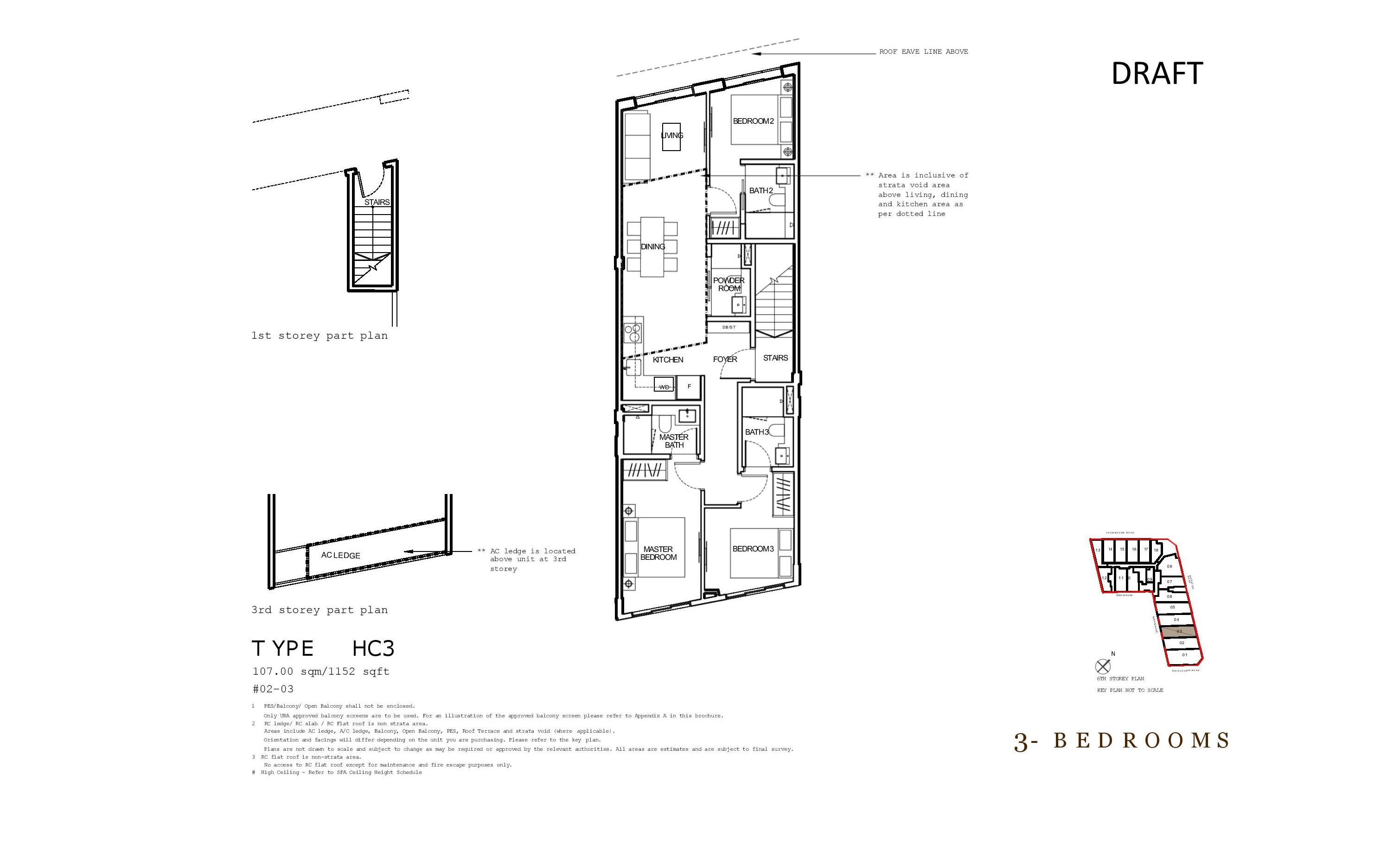 1953 Type HC3 · 3-Bedroom floor plan