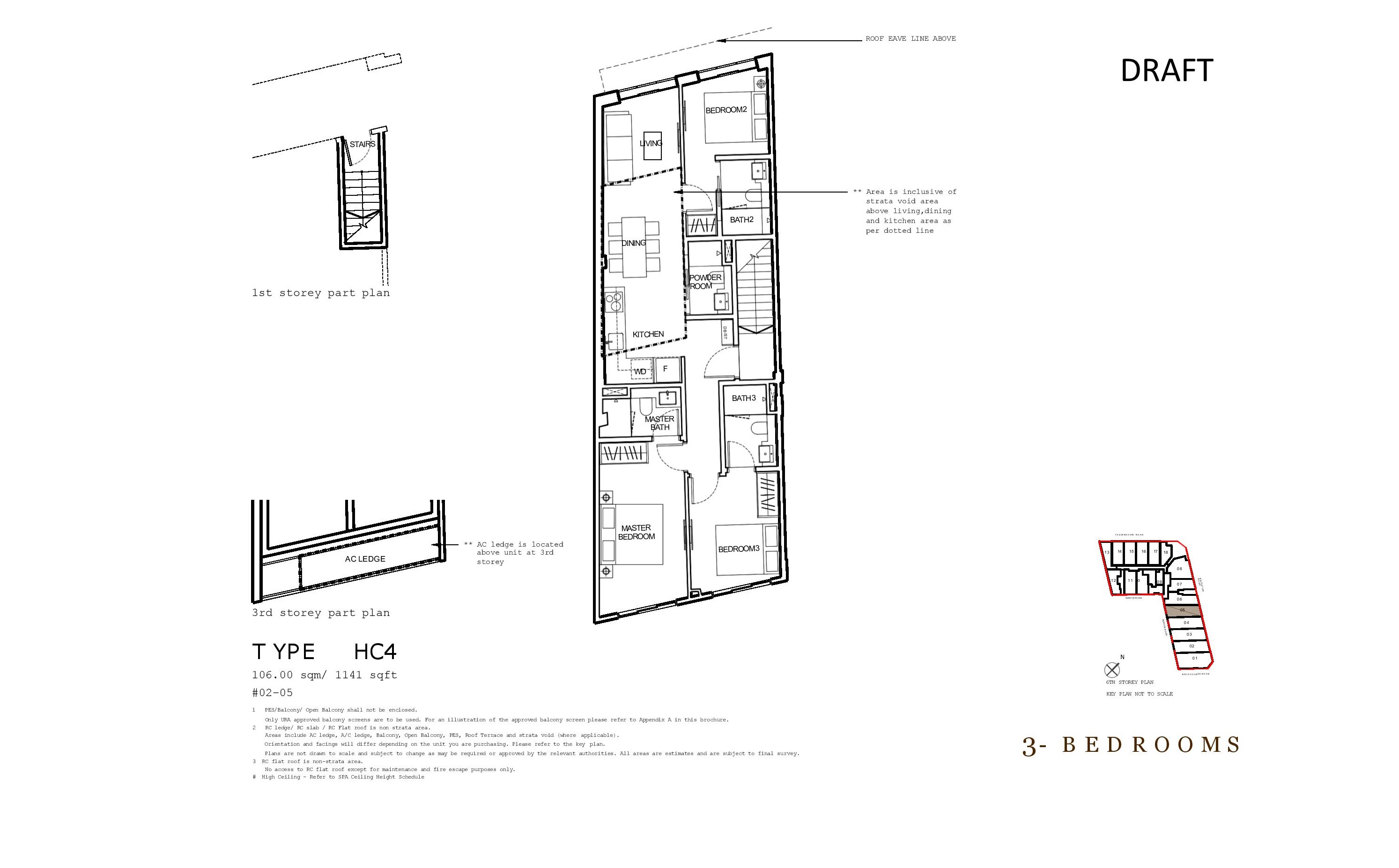 1953 Type HC4 · 3-Bedroom floor plan